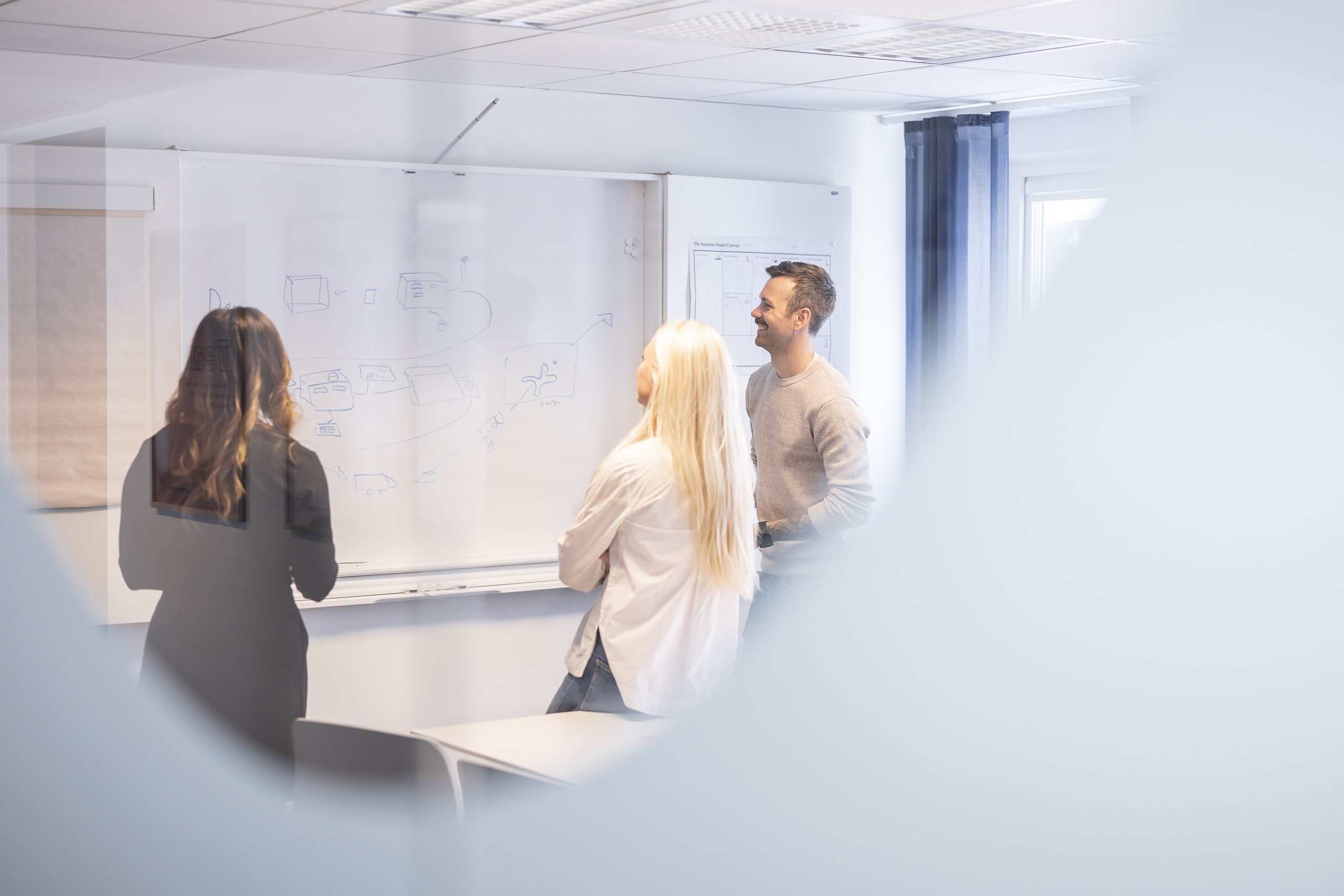 Softhouse team in fornt of a whiteboard